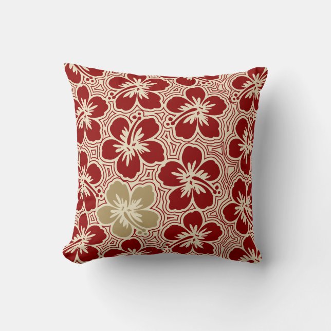 Insel Hibiskus Hawaiian Reversible Square Kissen (Vorderseite)