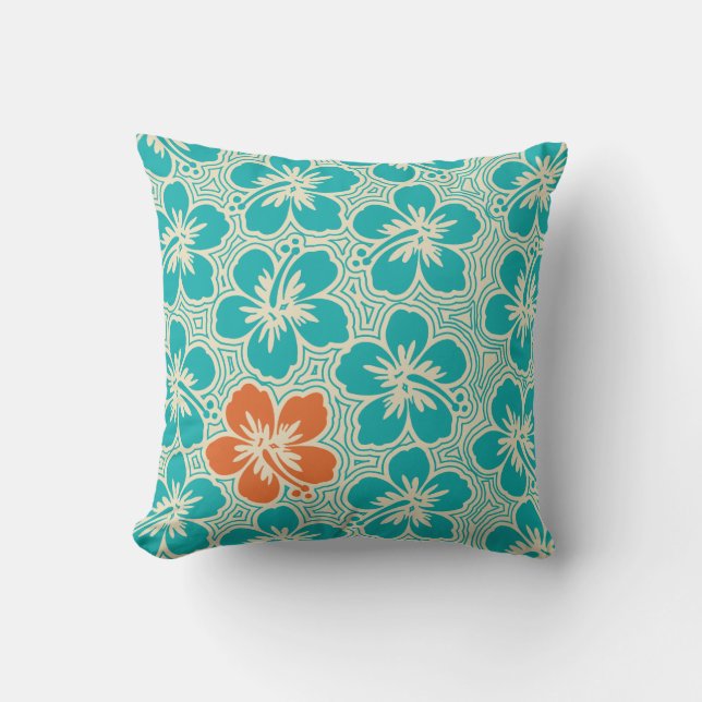 Insel Hibiskus Hawaiian Reversible Square Kissen (Vorderseite)