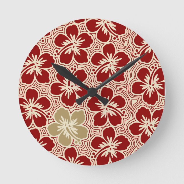 Insel Hibiskus Hawaiianische Maueruhren Runde Wanduhr (Vorderseite)