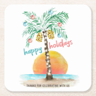 Insel Holiday Tropical Beach Palm Weihnachten Rechteckiger Pappuntersetzer