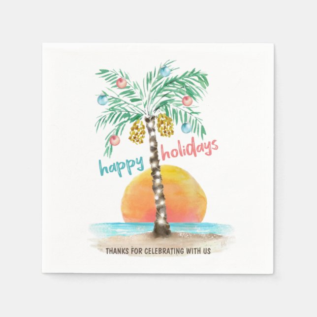 Insel Holiday Tropical Beach Palm Weihnachten Serviette (Vorderseite)