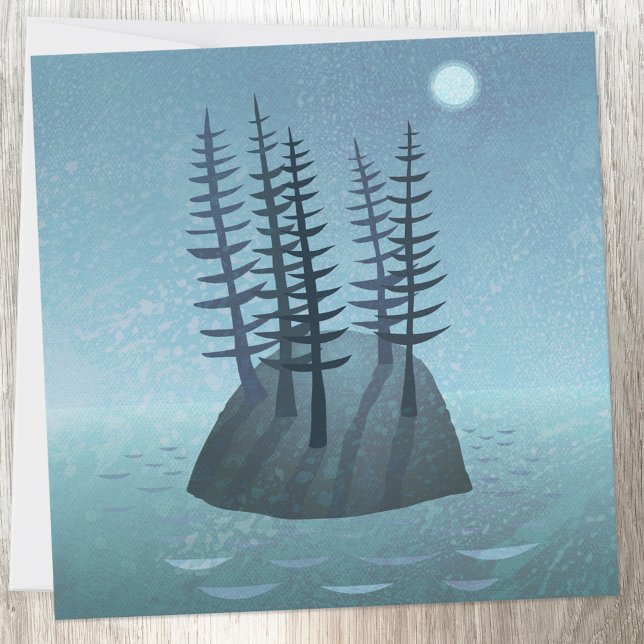 Insel im Ocean Art Card (Island in the ocean contemporary art nautical greetings card)