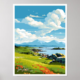 Insel Jura Schottland Reise Vintage-Illustration Poster