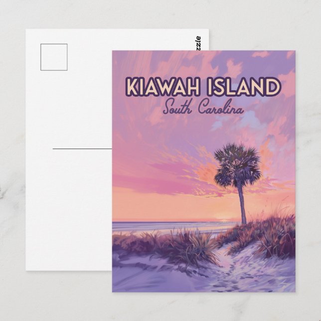 Insel Kiawah South Carolina Beach Palm Tree Postkarte (Vorne/Hinten)