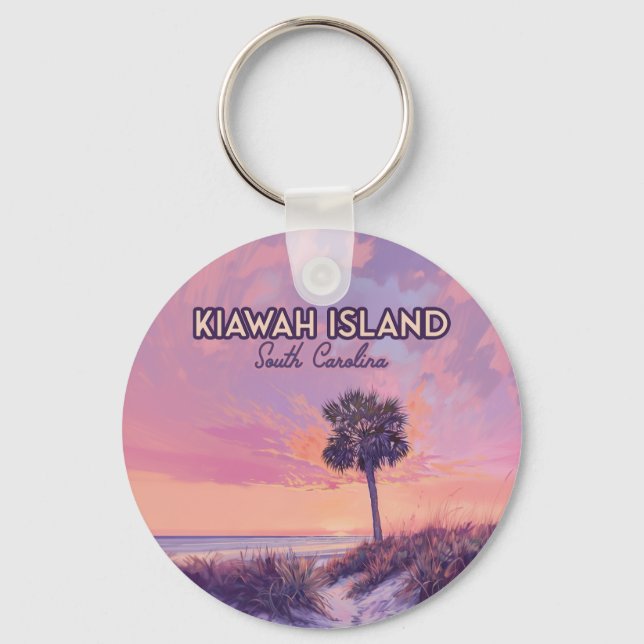 Insel Kiawah South Carolina Beach Palm Tree Schlüsselanhänger (Vorderseite)
