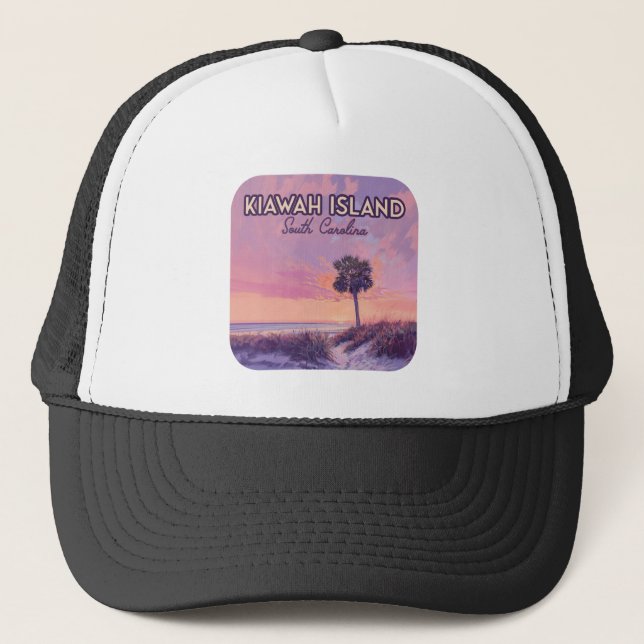 Insel Kiawah South Carolina Beach Palm Tree Truckerkappe (Vorderseite)