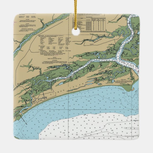 Insel Kiawah South Carolina Chart Keramikornament (Rückseite)