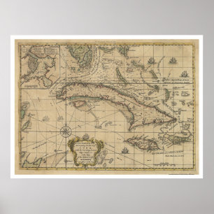 Insel Kuba Karte - 1762 Poster