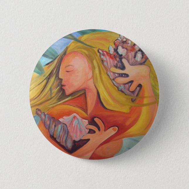 Insel-Mädchen - Knopf Button (Vorderseite)
