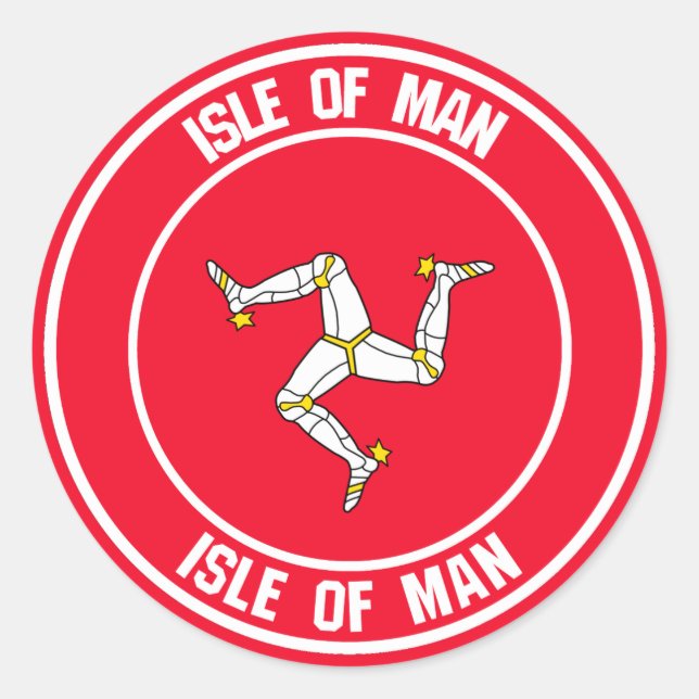 Insel Man Round Emblem Runder Aufkleber (Vorderseite)