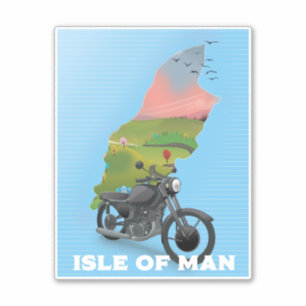 Insel-Mann-Motorrad-Reiseplakat Aufkleber