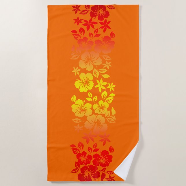 Insel-Mischungs-hawaiischer Hibiskus mit Blumen - Strandtuch (Vorderseite)