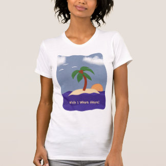Insel mit Palmen, Sonnenuntergang und Seaguls T-Shirt