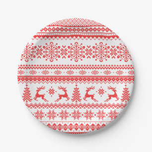Insel-Mustermonogramm der Weihnachtsstrickjacke Pappteller