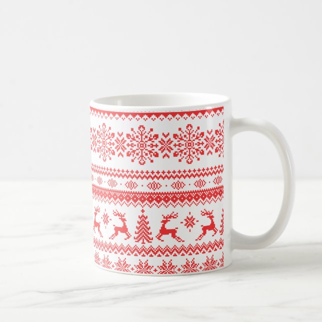 Insel-Mustermonogramm der Weihnachtsstrickjacke Tasse (Rechts)