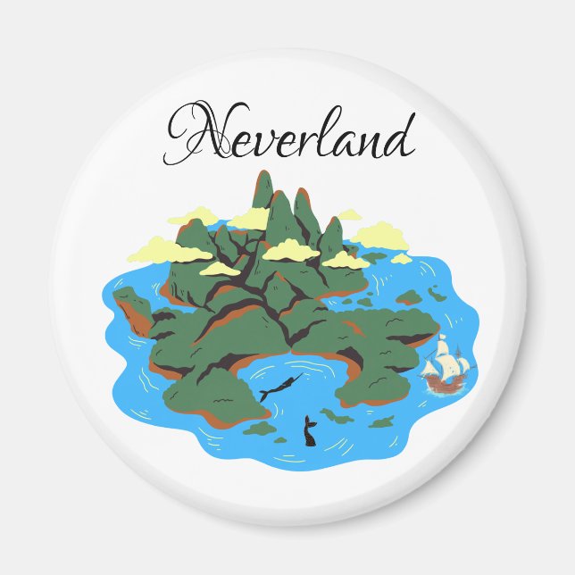 Insel Neverland mit Meerjungfrauen und Piratenschi Magnet (Vorne)