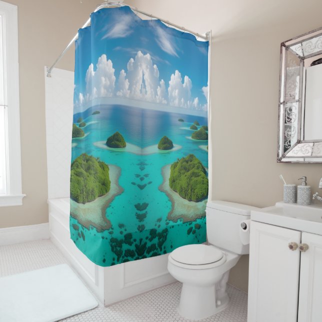 "Insel Oase: Tropischer Archipel Duschvorhang (Beispiel)