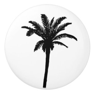 Insel-Palme-Silhouette in Schwarzweiss Keramikknauf