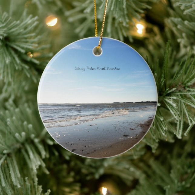 Insel Palms Beach Sunset South Carolina Keramik Ornament (Baum)
