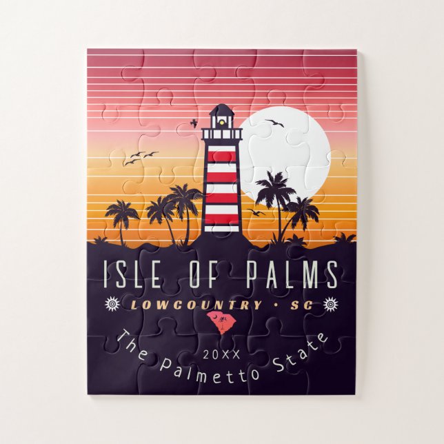 Insel Palms Leuchtturm SC Retro Sunset Souvenirs (Vertikal)