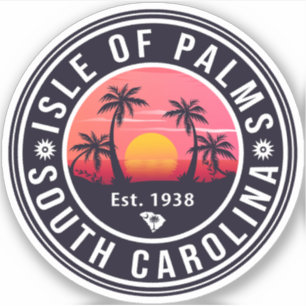 Insel Palms South Carolina Retro Sunset Souvenir Aufkleber