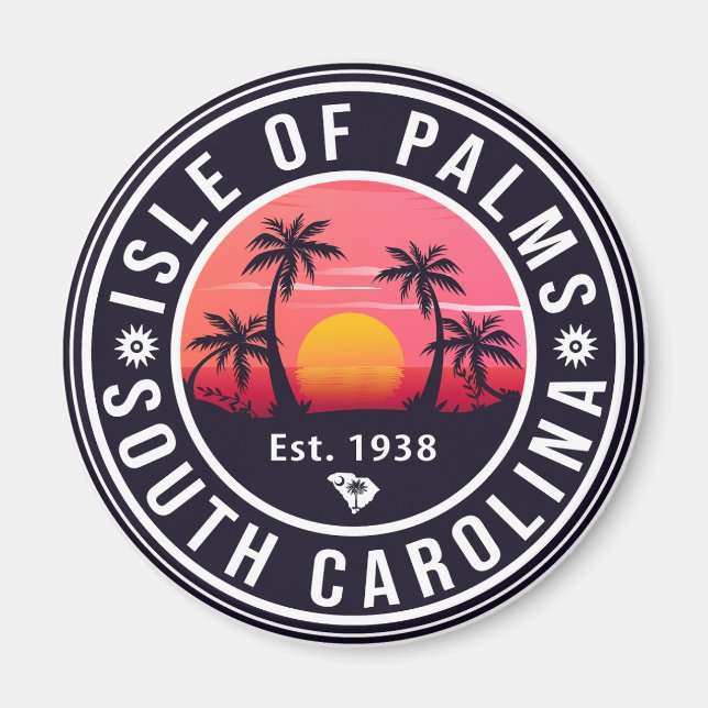 Insel Palms South Carolina Retro Sunset Souvenir Magnet (Vorne)