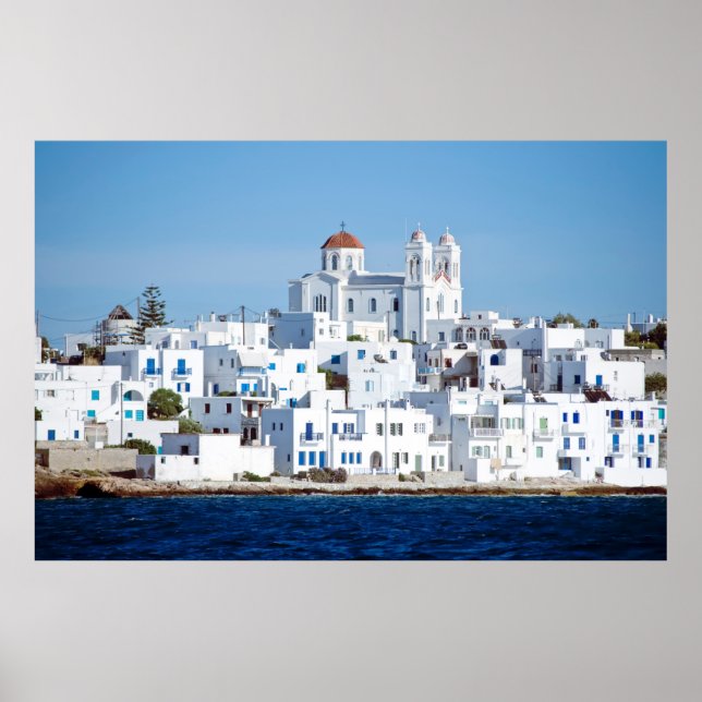 Insel Paros mit Dorf naoussa Poster (Vorne)
