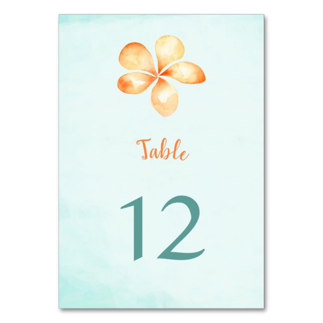 Insel Plumeria Tischnummer Cards (Vorderseite)