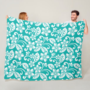 INSEL-PLUMERIA (TÜRKIS) Fleece-Decke Fleecedecke