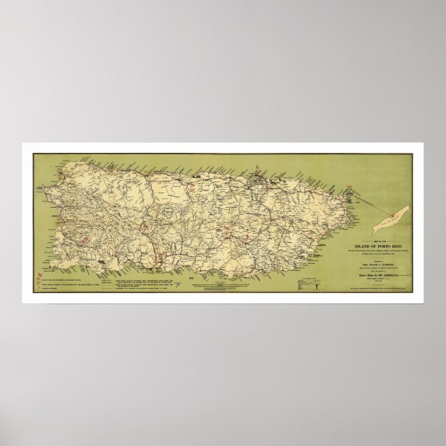 Insel Puerto Rico Karte 1900 Poster (Vorne)