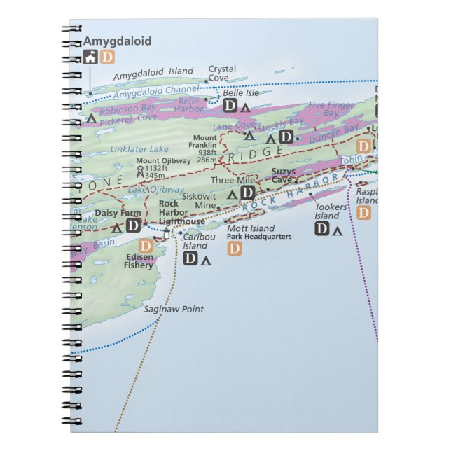 Insel Royale (Michigan) Kartennotizbuch Notizblock (Vorderseite)