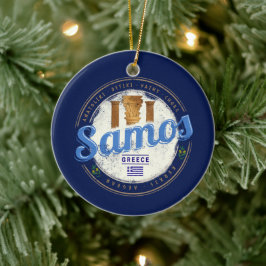 Insel Samos in Griechenland Retro Vintager Urlaub Keramik Ornament