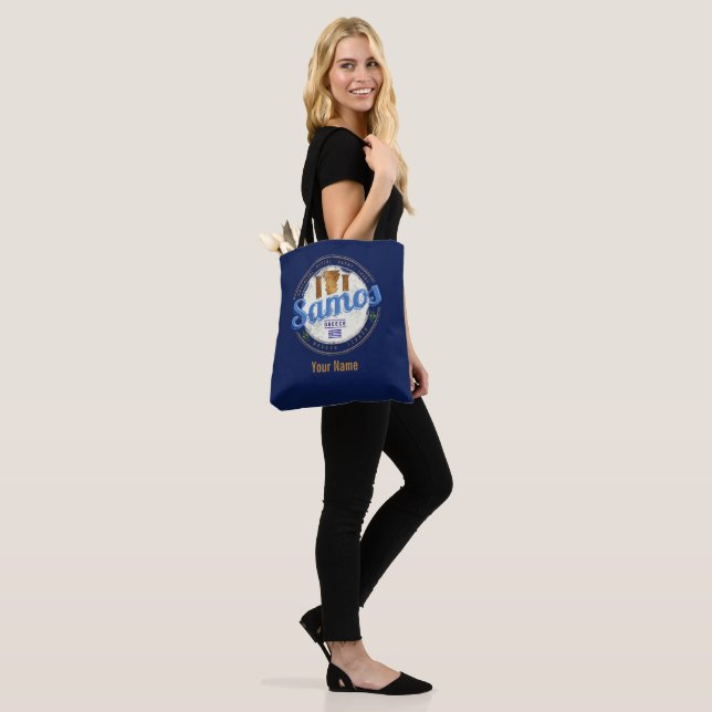 Insel Samos in Griechenland Retro Vintager Urlaub Tasche (Am Model)