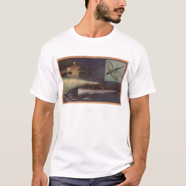 Insel Sankt Catalina, CA-Kasino, fliegender Fisch T-Shirt (Vorderseite)