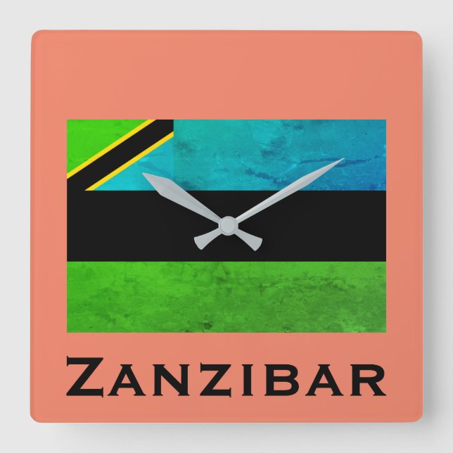Insel Sansibar, Tansania Quadratische Wanduhr (Vorderseite)