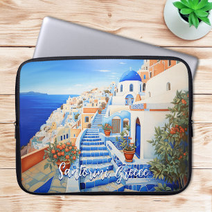 Insel Santorin Illustration   Art der Reise Laptopschutzhülle