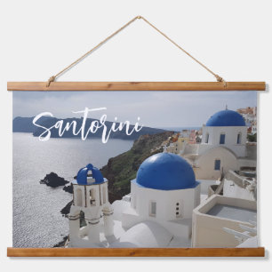 Insel Santorini Griechenland Wandteppich Mit Holzrahmen
