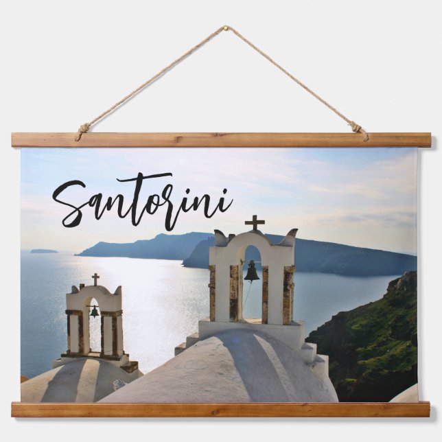Insel Santorini Griechenland Wandteppich Mit Holzrahmen (Vorne)