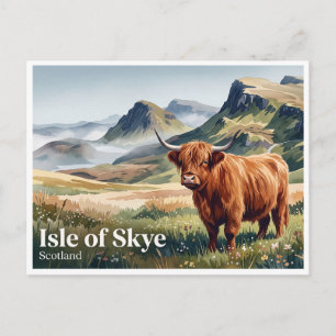 Insel Skye Highland Cow Country Portree Schottland Postkarte