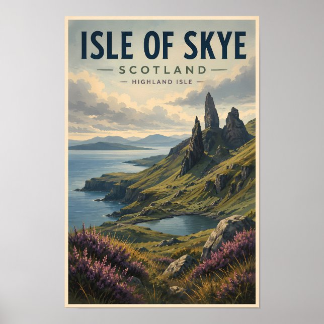 Insel Skye Schottland Landschaft Reise Kunst Retro Poster (Vorne)