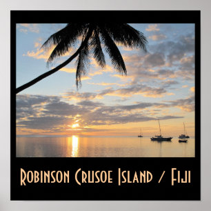Insel-Sonnenuntergang Robinsons Crusoe Poster