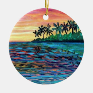 Insel-Sonnenuntergang-Weihnachtsverzierung Keramikornament