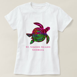 Insel St. Simons GA Farbenfrohe Meeresschildkröte T-Shirt
