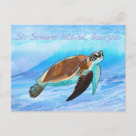Insel St. Simons, GA Sea Turtle Postcard Postkarte