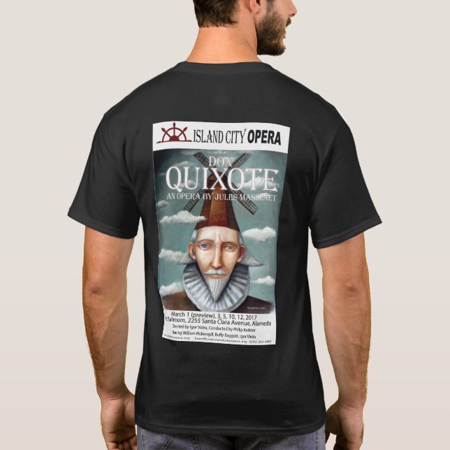 Insel-Stadt-Opern-Don Quichote T-Shirt Dunkelheit (Rückseite)