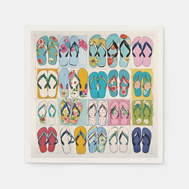 Insel Summer Beach Urlaub Floral Flip Flops Serviette (Vorderseite)