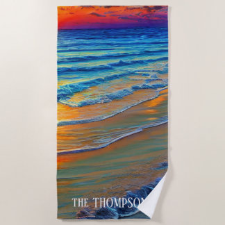 Insel Sunset mit Personalisiertem Namen Strandtuch