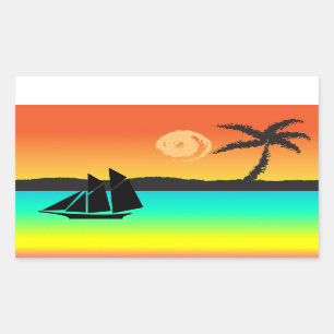 Insel Sunset Rechteckiger Aufkleber