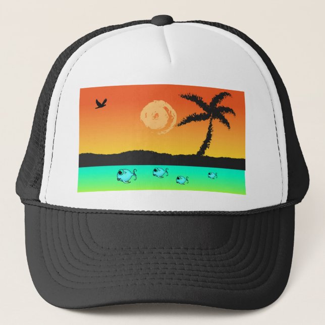 Insel Sunset Truckerkappe (Vorderseite)