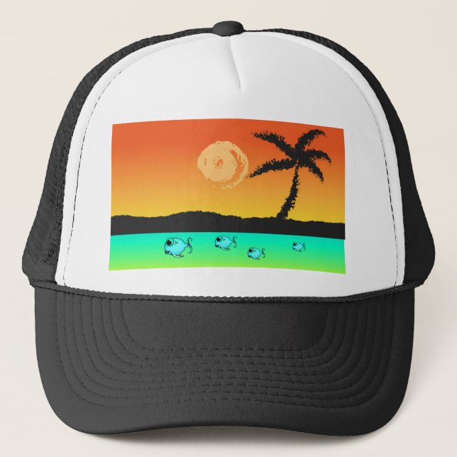 Insel Sunset Truckerkappe (Vorderseite)